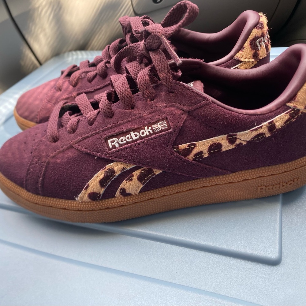 Reebok Kids Sneakers in Burgundy and Leopard Print